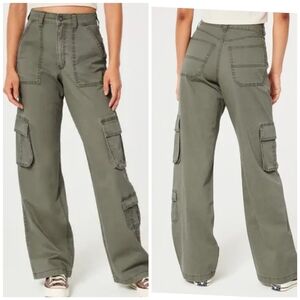 Hollister Olive Green High Waisted Baggy Military Green Cargo Pants